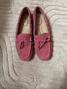 Lands' End Women's Suede Moccasins in Rose Pink